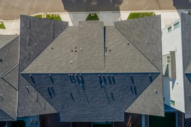 Bird's eye view of a new rooftop in a new Pacific Northwest housing development - Dagmar Pros