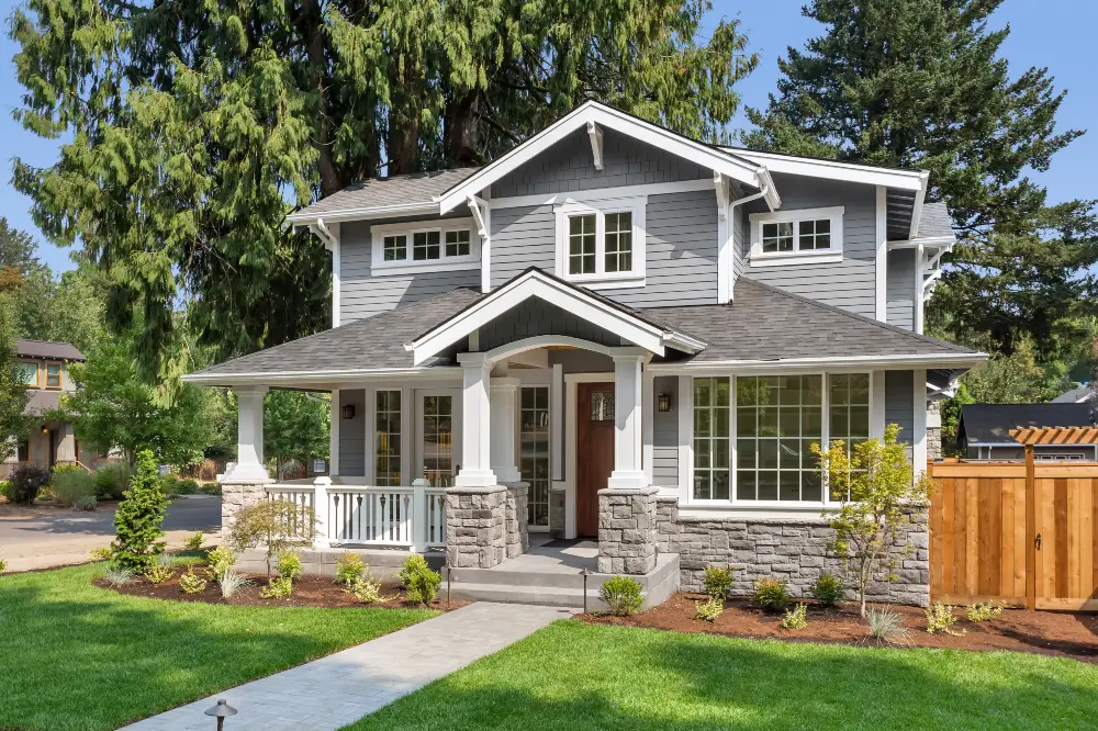 Luxury home exterior with new siding installed