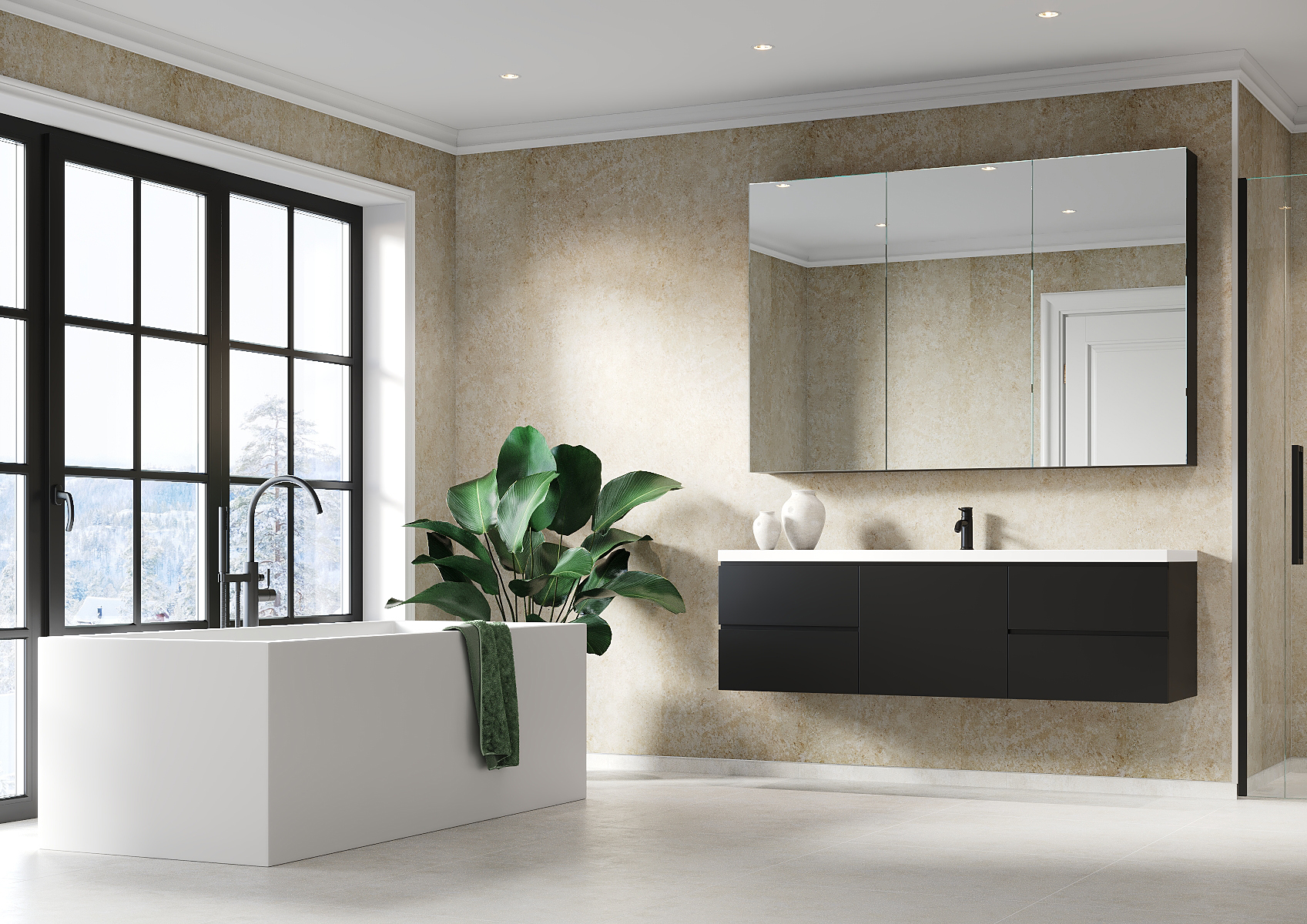 Contemporary minimalist bathroom after a bathroom remodel