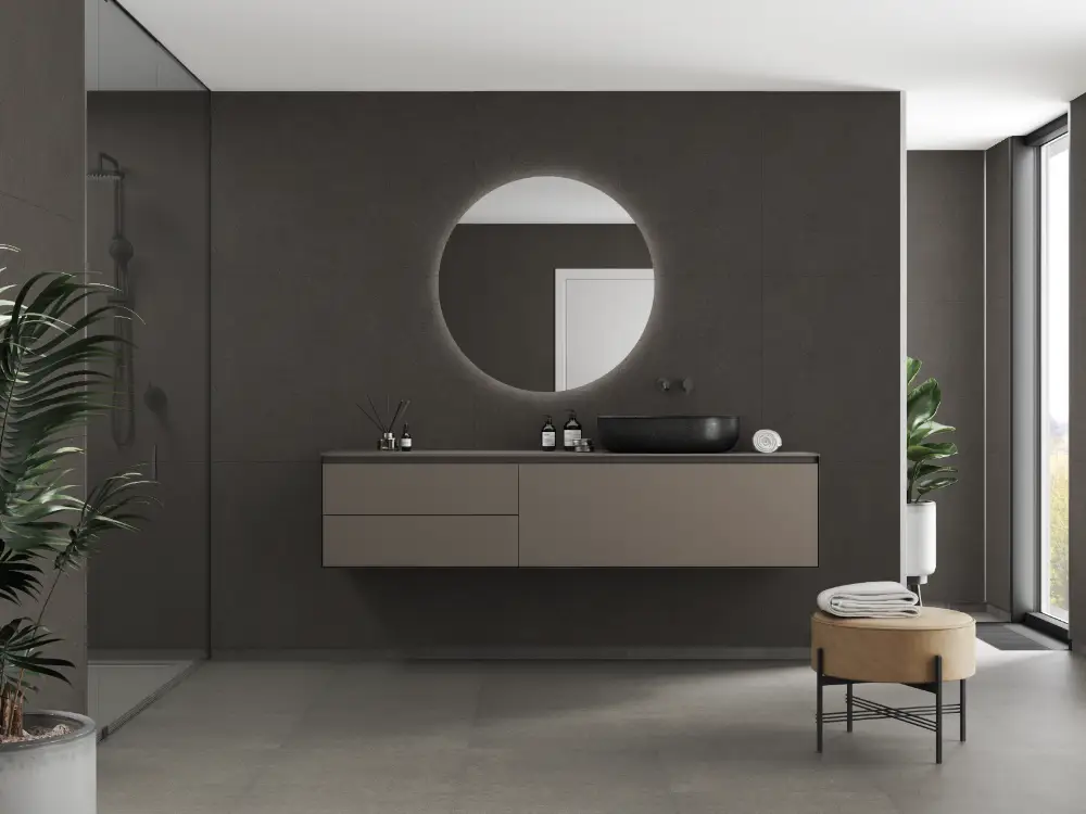 gray terrazzo style for professional bathroom remodel in portland OR
